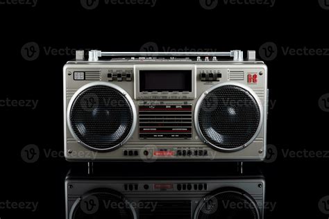 Retro Outdated Portable Stereo Boombox Radio Receiver With Cassette Recorder From Circa Late 70s