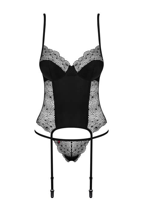 Strapscorsage mit Schnürung und Muster schwarz Corsagen Club Hot Fashion Odretto Highheels