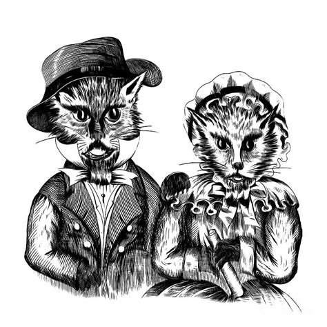 Mr And Mrs Pussy Cat Drawing By Edward Fielding Pixels