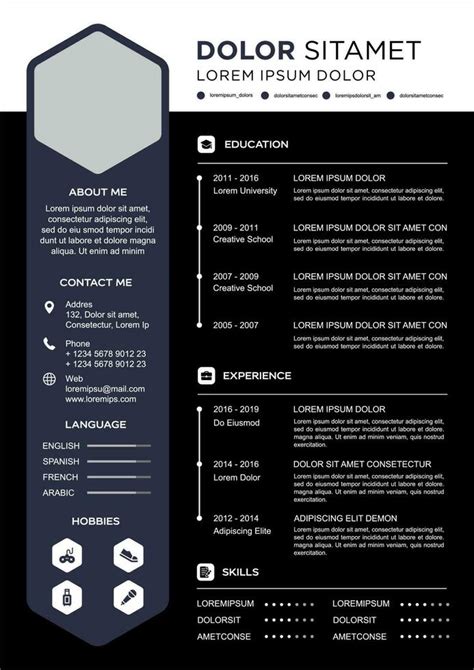 professional curriculum vitae template vector  vector art