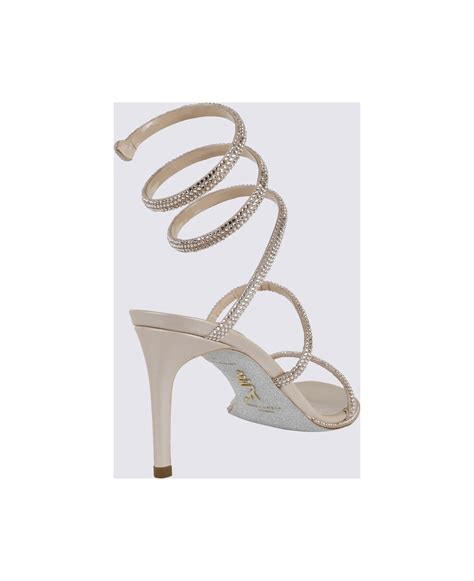 René Caovilla Nude Leather Sandals italist
