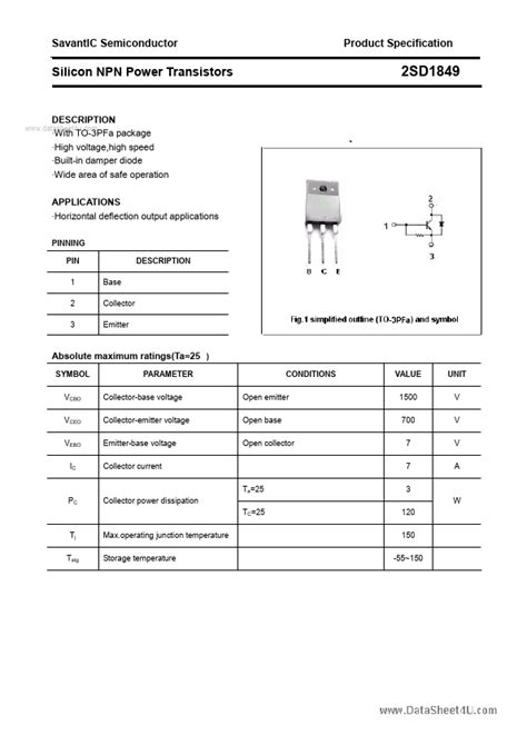 Sd Savantic Transistor Hoja De Datos Ficha T Cnica Distribuidor