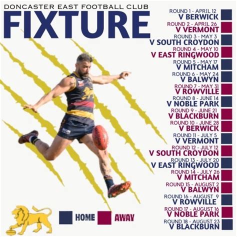 2025 Eastern Football Netball League Fixture - Doncaster East Football Club