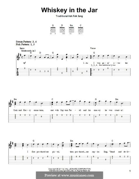Whiskey In The Jar By Folklore Sheet Music On Musicaneo