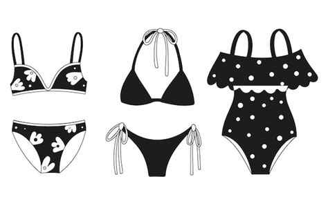 Silhueta preta da silhueta de lingerie do maiô Vetor Premium