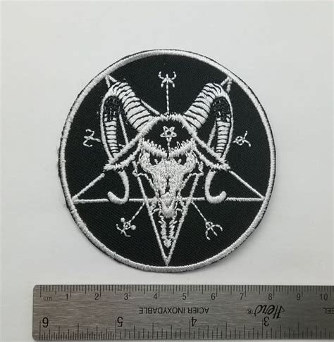 Satanic Symbols Black Cat Moon Patch Sew Iron Embroidered On Halloween