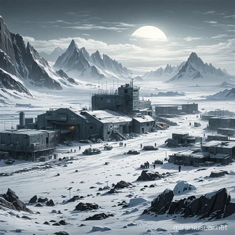 SciFi Dystopia Antarctic Military Station in Comics Style | MUSE AI