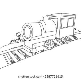 Cute Cartoon Steam Train Coloring Page Stock Vector (Royalty Free) 2387721615 | Shutterstock