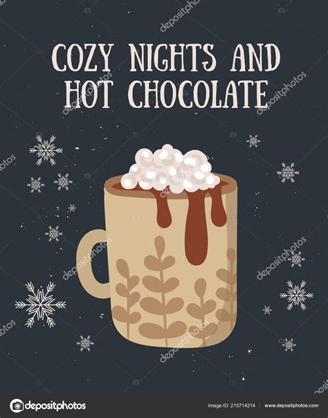 Vector Postcard Hot Drink Cozy Slogan Flat Design Hot Chocolate Stock Vector By Tiny Selena