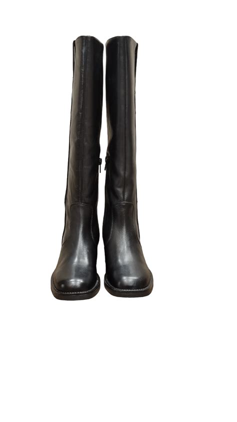 Paola Ferri Black Leather Block Heel Boots - Niutrack.com