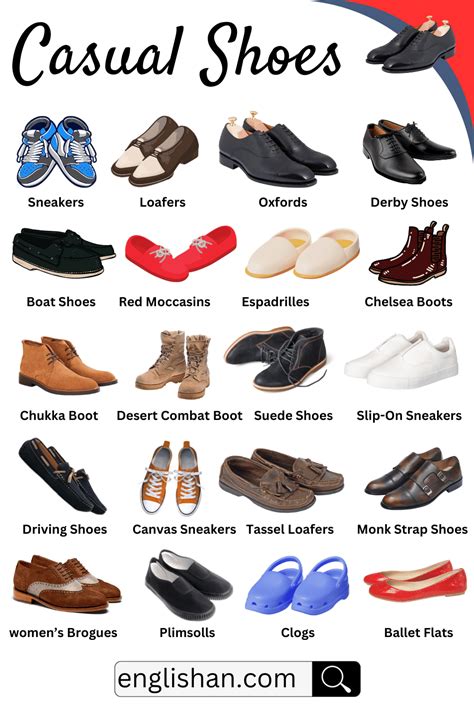 types  shoes  names  pictures englishan