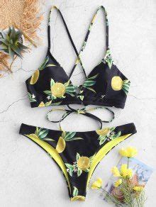 48 OFF 2021 ZAFUL Orange Print Criss Cross Bikini Set In PAPAYA ORANGE ZAFUL