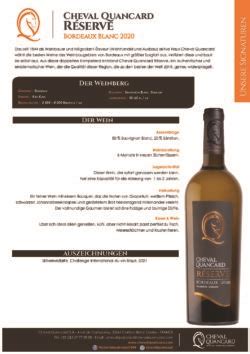 CHEVAL QUANCARD RESERVE blanc 2020 - DE - Cheval Quancard, Grands vins ...