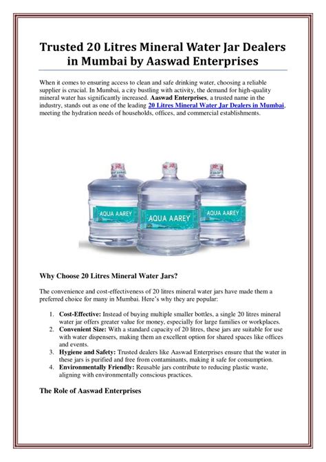 Ppt 20 Litres Mineral Water Jar Dealers In Mumbai By Aaswad