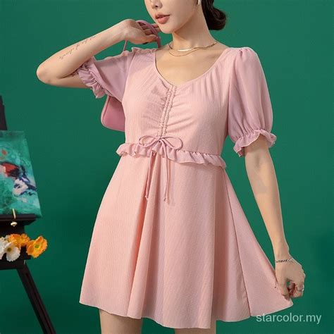 Swimsuit Women S Siamese Plus Size Swimsuit Conservative And Loose Pure Color Swimsuit Hot