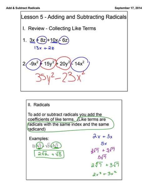 how to add subtract radicals