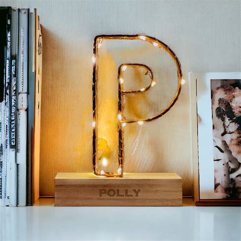 Personalised Light Up Letter Light P Custom Name Copper Light Up