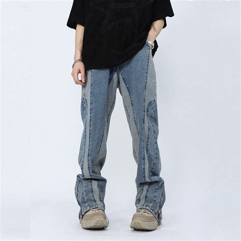 Vintage Washed Deconstructed Patchwork Jeans Helloice Apparel