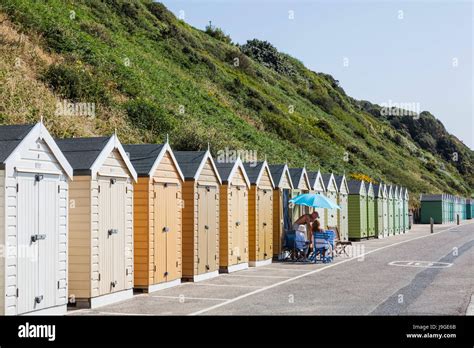 England Dorset Bournemouth Bournemouth Beach Beach Huts Stock Photo