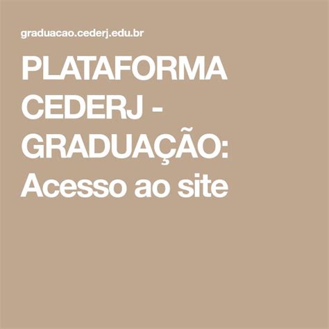 Plataforma Cederj Graduação - Plataforma Cederj Graduação Aluno – LBEGMS
