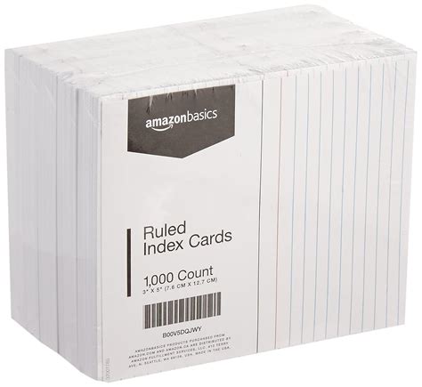 Amazon AmazonBasics Ruled Lined Index Cards 3x5 Inches 10