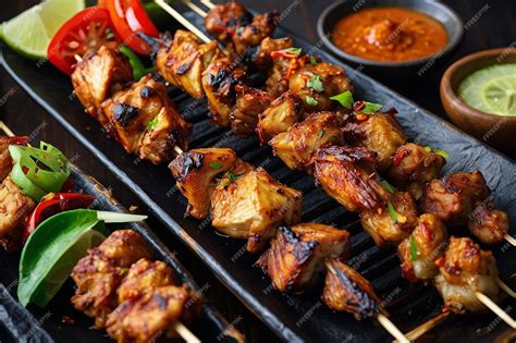 premium photo authentic indonesian sate ayam skewers