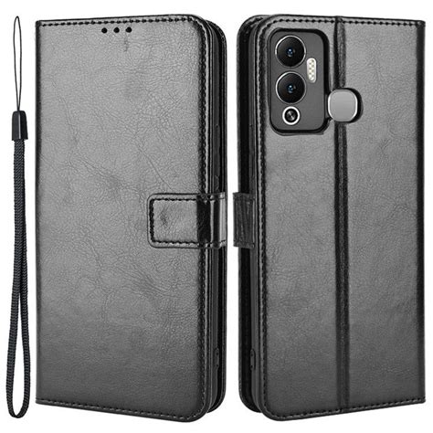Etui z klapką do Infinix Hot Play G Crazy Horse Wallet czarne sklep XGSM pl