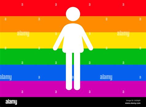 Human Icon Isolated On Rainbow Gay Flag Background Lgbtq Pride Icon Vector Illustration Stock