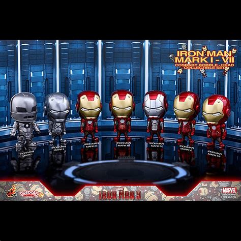 Hot Toys Iron Man Mark I VII Cosbaby Bobble Head Series Collectible Set