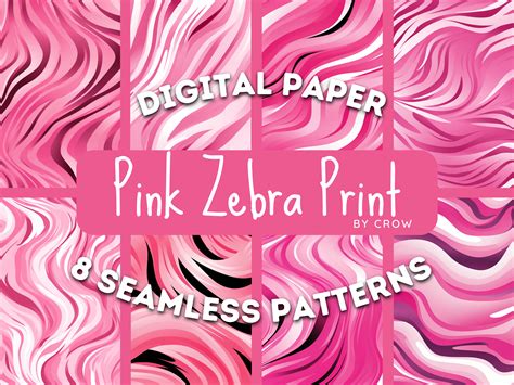 Pink Zebra Print Paper Digital Paper Pack | Seamless Patterns