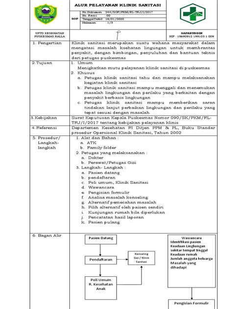 Sop Alur Pelayanan Klinik Sanitasi Pdf