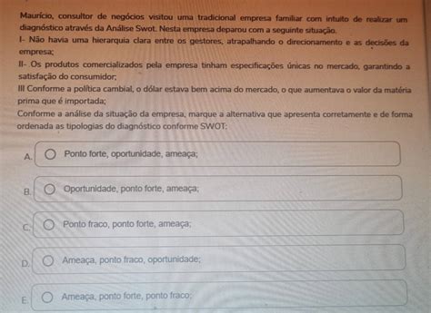 Joao Consultor De Negócios Visitou Uma Empresa Familiar - Resolvido:Maurício, consultor de negócios visitou uma tradicional ...