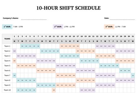 10-Hour Shift Work Schedule Template - Google Docs | Word - Highfile