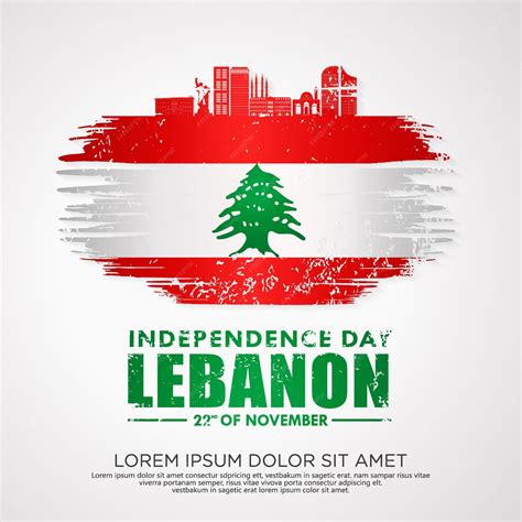 Premium Vector | Lebanon Independence day greeting card Template