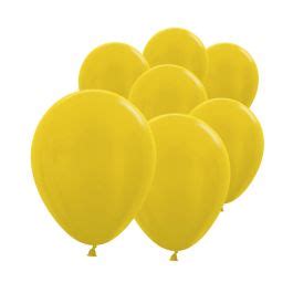 Metallic Yellow 5 Latex Balloons 100pk Party Delights