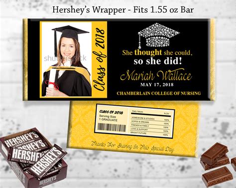 Graduation Party Favor Chocolate Bar Wrapper Printable Grad Favors ...