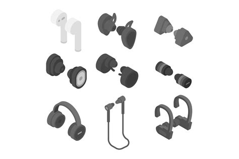 Wireless Earbuds Icons Set Graphic By Ylivdesign Creative Fabrica