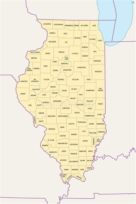 Illinois Us Estado Subdividido En El Mapa Pol Tico De Condados