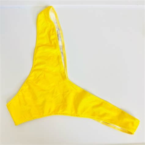 Dolls Kill Swim Dolls Kill Yellow Caution Slippery When Wet Bandeau High Leg Bikini Set
