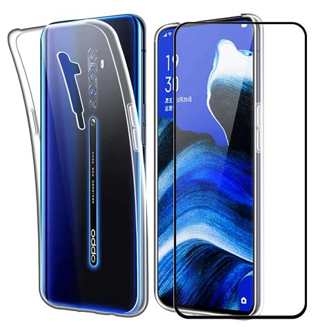 SDTEK Case for Oppo Reno 2 + Full Screen Glass Protector Clear Cover Gel