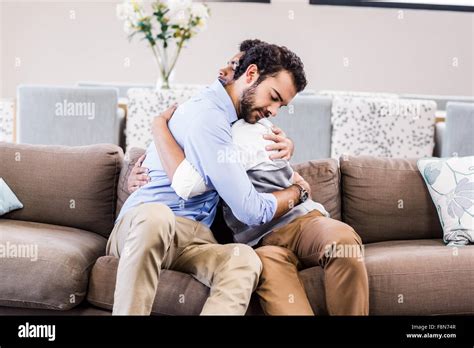 Happy Gay Couple Hugging Each Other Stock Photo Alamy