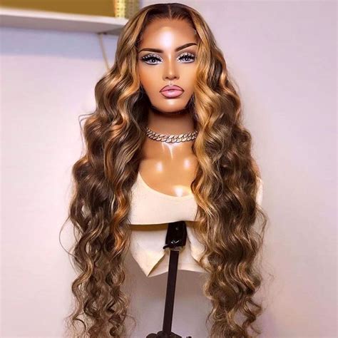 Highlight Wigs Brown And Honey Blonde Highlights Wig Ombre Human Hair