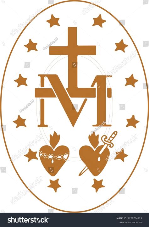 Miraculous Medal Sacred Heart Jesus Immaculate Stock Vector (Royalty ...