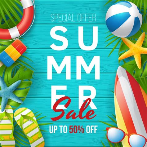 Premium Vector Summer Sale Vector Banner Design With Colorful 3d