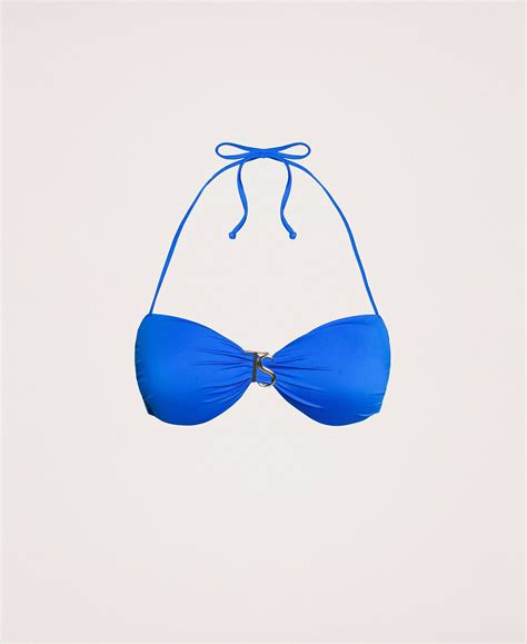 Logo Bandeau Bikini Top Woman Blue Twinset Milano