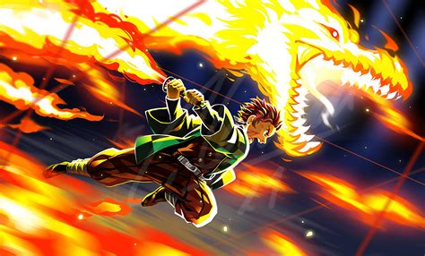 Tanjiro Water Dragon Wallpaper