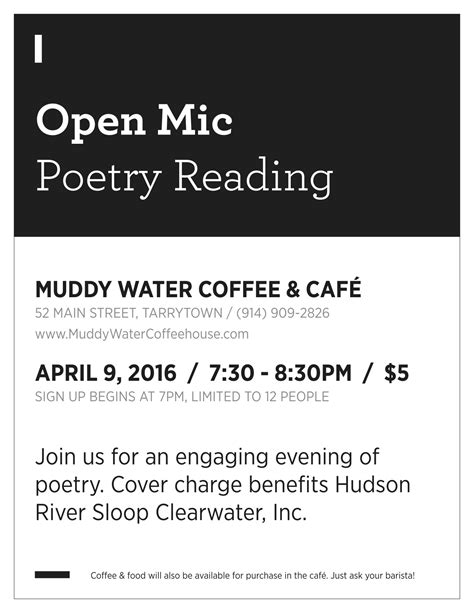 Poetry Open Mic - April 9 (1) - Hudson River Sloop Clearwater