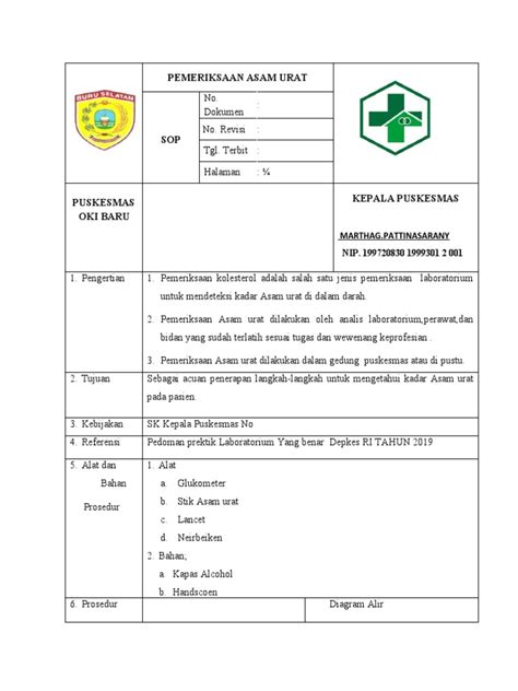 Sop Pemeriksaan Asam Urat 1 Pdf
