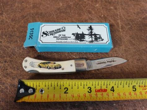 SCHRADE SCRIMSHAW ROLLING THUNDER Race Car LOCKBACK KNIFE 513SC EBay