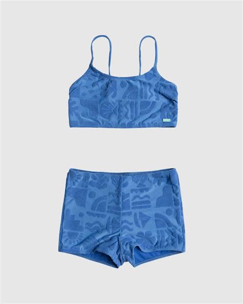 Girls Beach Check Crop Top Bikini Set Chances Surf NZ